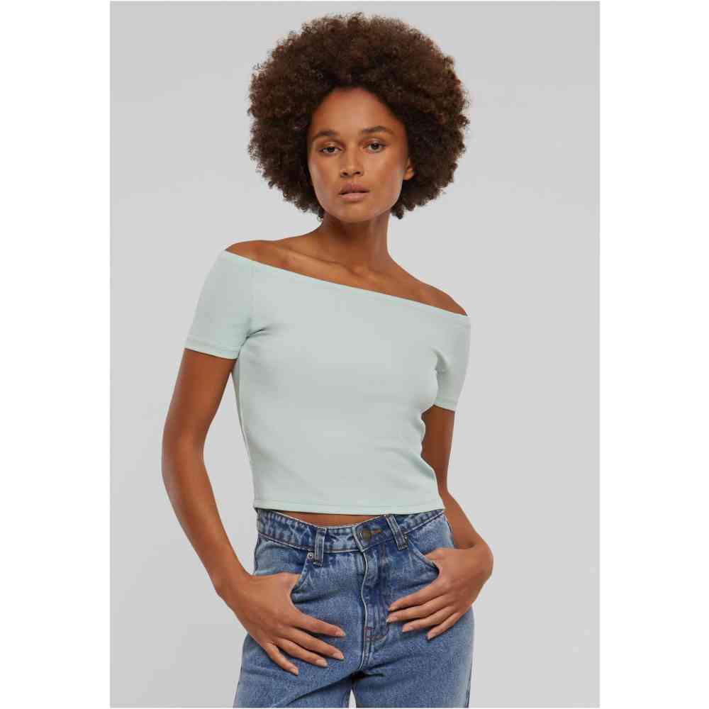 Urban Classics - Organic Rib Off shoulder top - Mintgroen